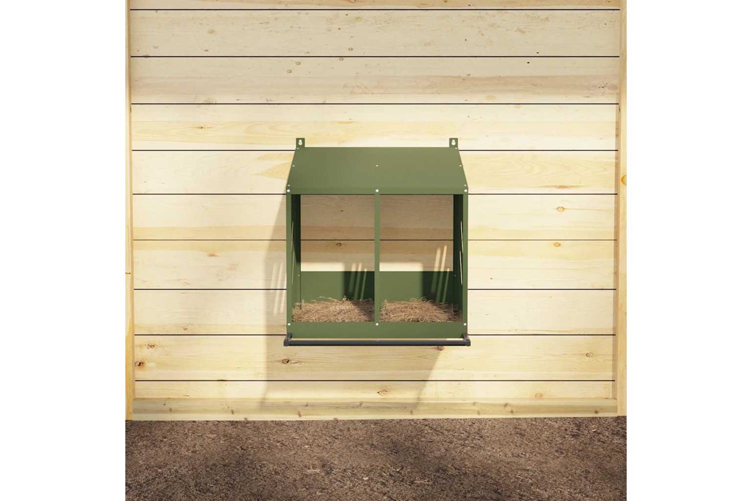 Vidaxl Chicken Nesting Box With 2 Compartments Olive Green Metal-3