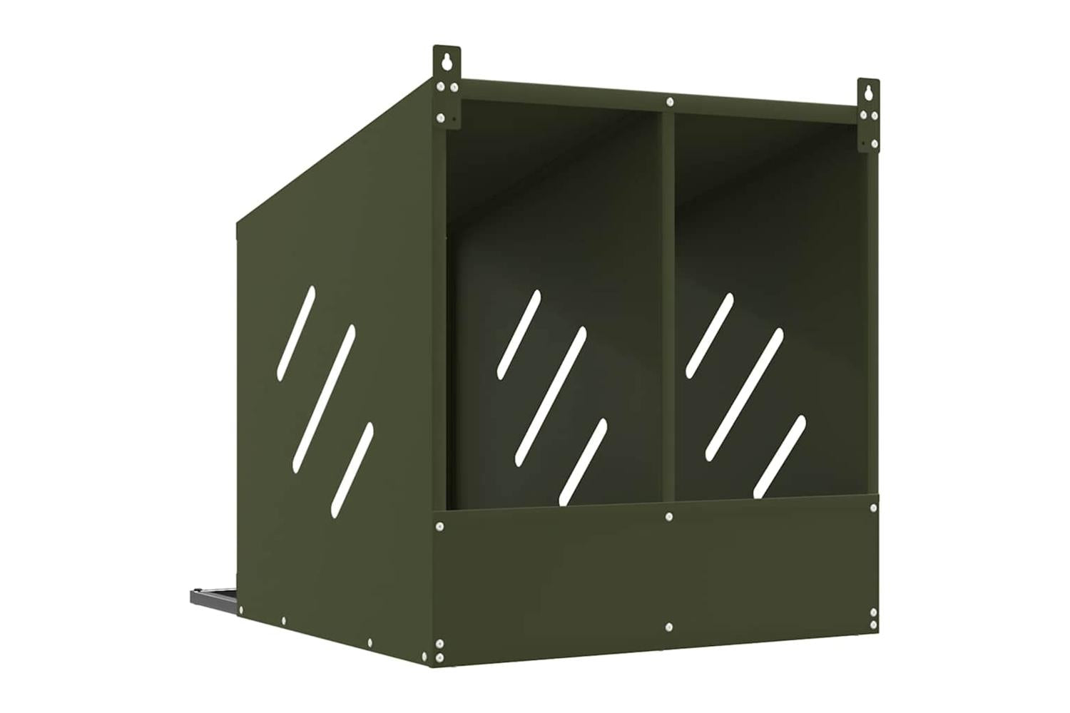 Vidaxl Chicken Nesting Box With 2 Compartments Olive Green Metal-7