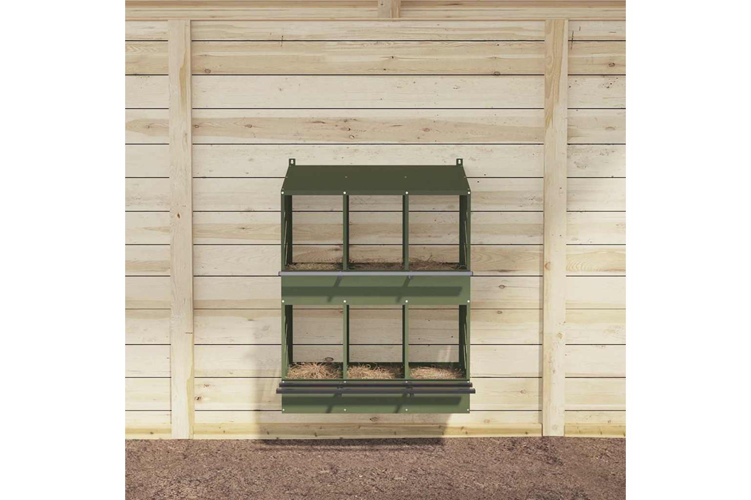 Vidaxl Chicken Nesting Box With 6 Compartments Olive Green Metal-3