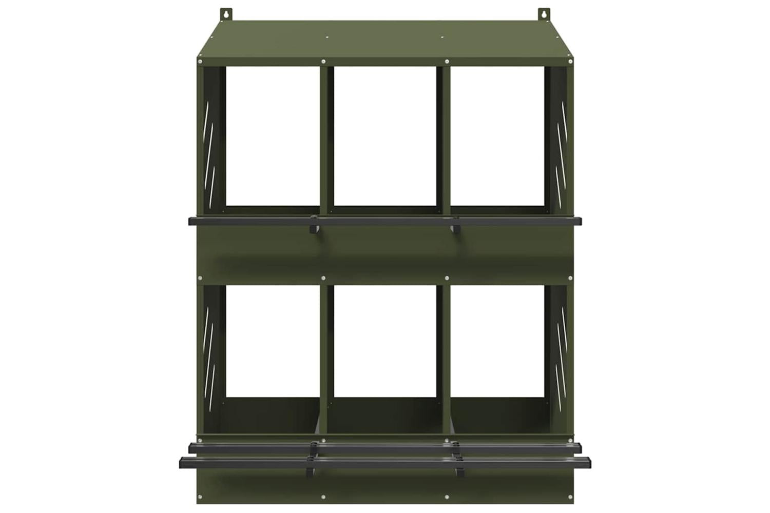 Vidaxl Chicken Nesting Box With 6 Compartments Olive Green Metal-5