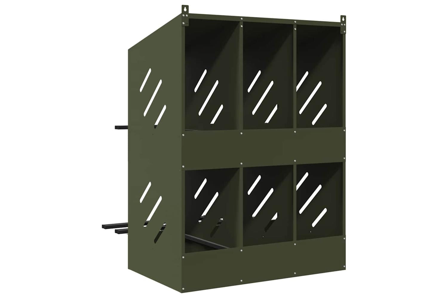Vidaxl Chicken Nesting Box With 6 Compartments Olive Green Metal-7