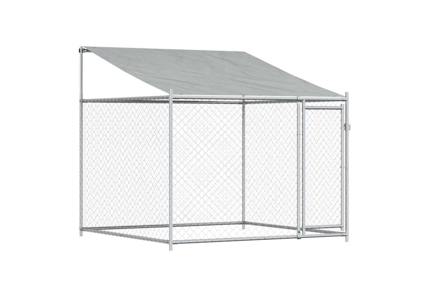 Vidaxl Dog Cage With Roof And Door Grey 2x2x2 M Galvanised Steel