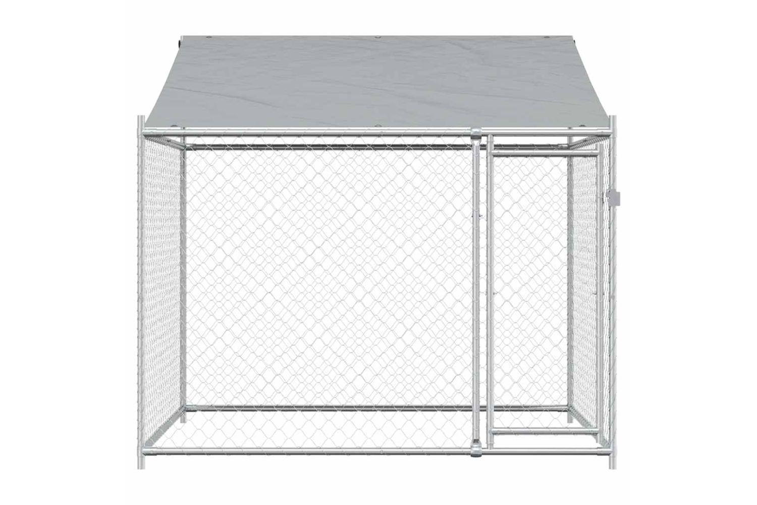 Vidaxl Dog Cage With Roof And Door Grey 2x2x2 M Galvanised Steel-4