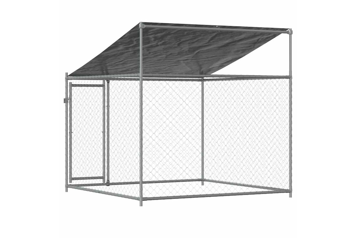 Vidaxl Dog Cage With Roof And Door Grey 2x2x2 M Galvanised Steel-6