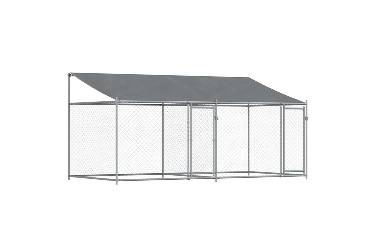 Vidaxl Dog Cage With Roof And Doors Grey 4x2x2 M Galvanised Steel-2