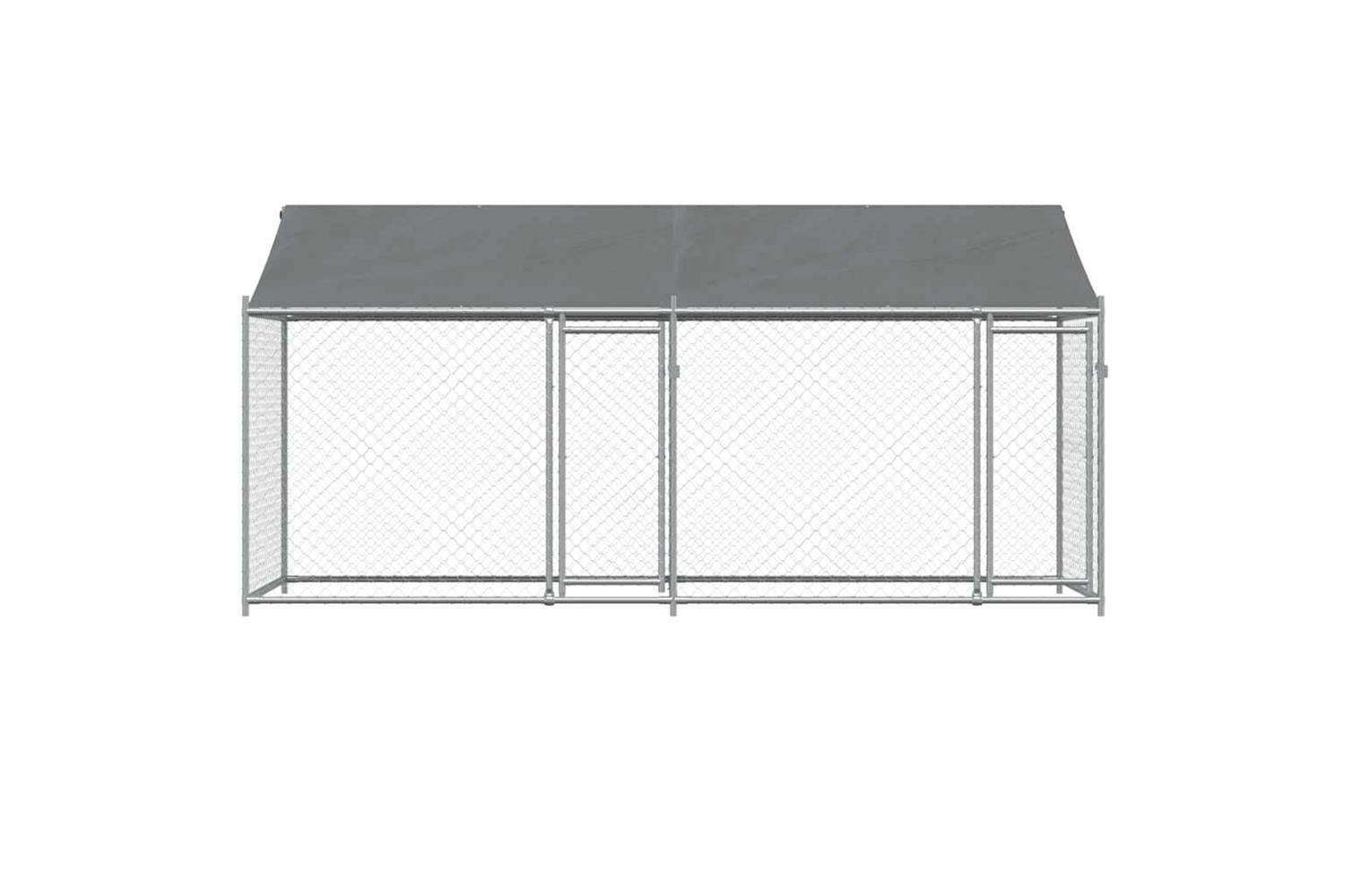 Vidaxl Dog Cage With Roof And Doors Grey 4x2x2 M Galvanised Steel-4