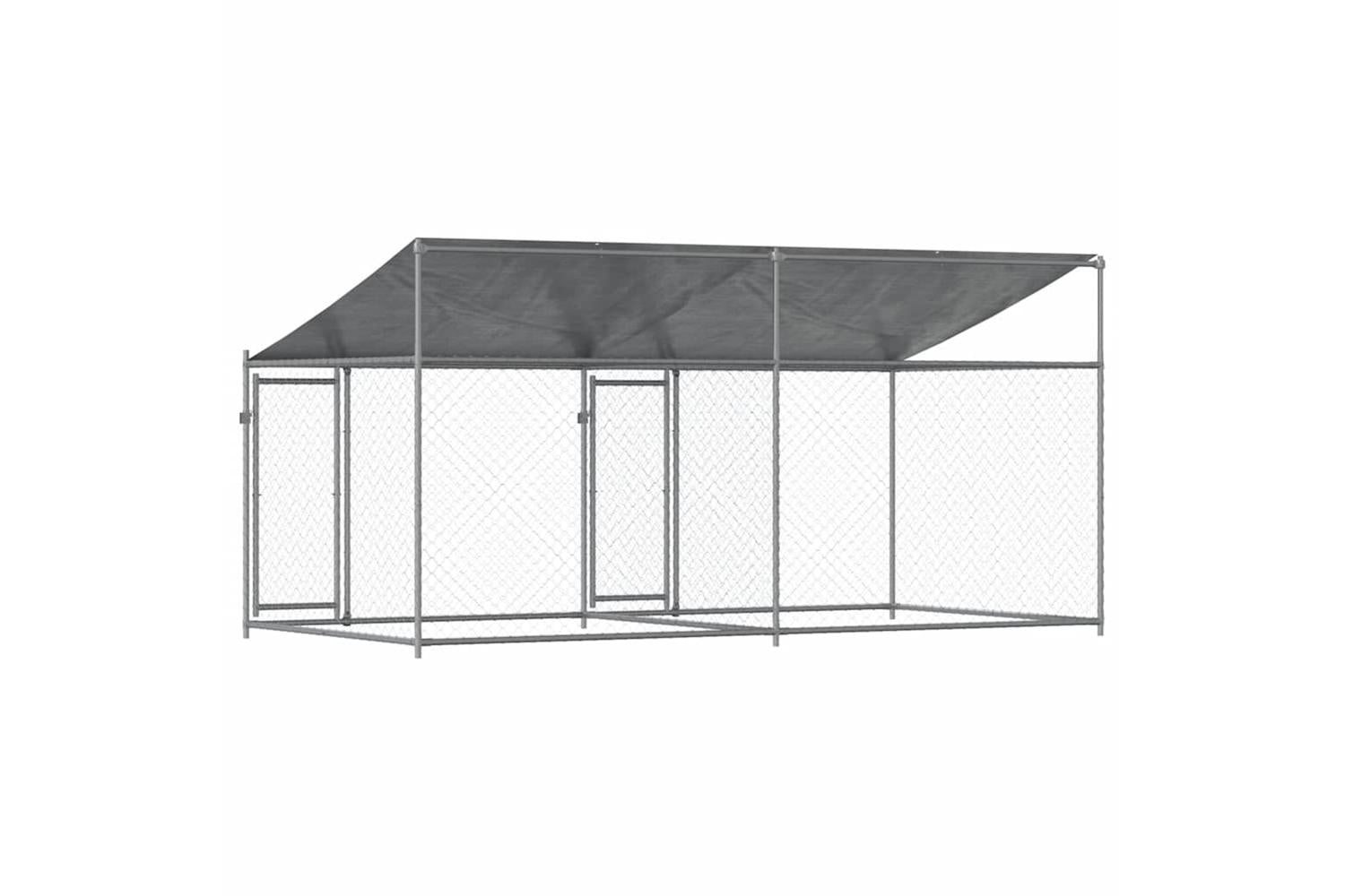 Vidaxl Dog Cage With Roof And Doors Grey 4x2x2 M Galvanised Steel-6