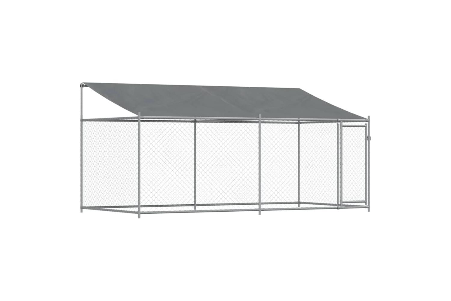 Vidaxl Dog Cage With Roof And Door Grey 4x2x2 M Galvanised Steel-2