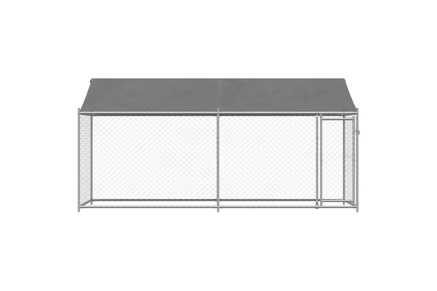 Vidaxl Dog Cage With Roof And Door Grey 4x2x2 M Galvanised Steel-4