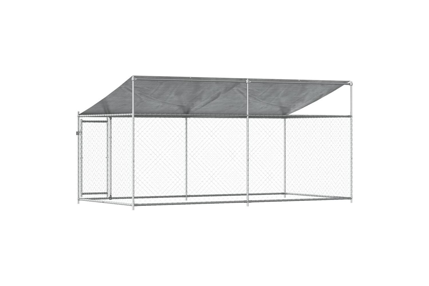 Vidaxl Dog Cage With Roof And Door Grey 4x2x2 M Galvanised Steel-6
