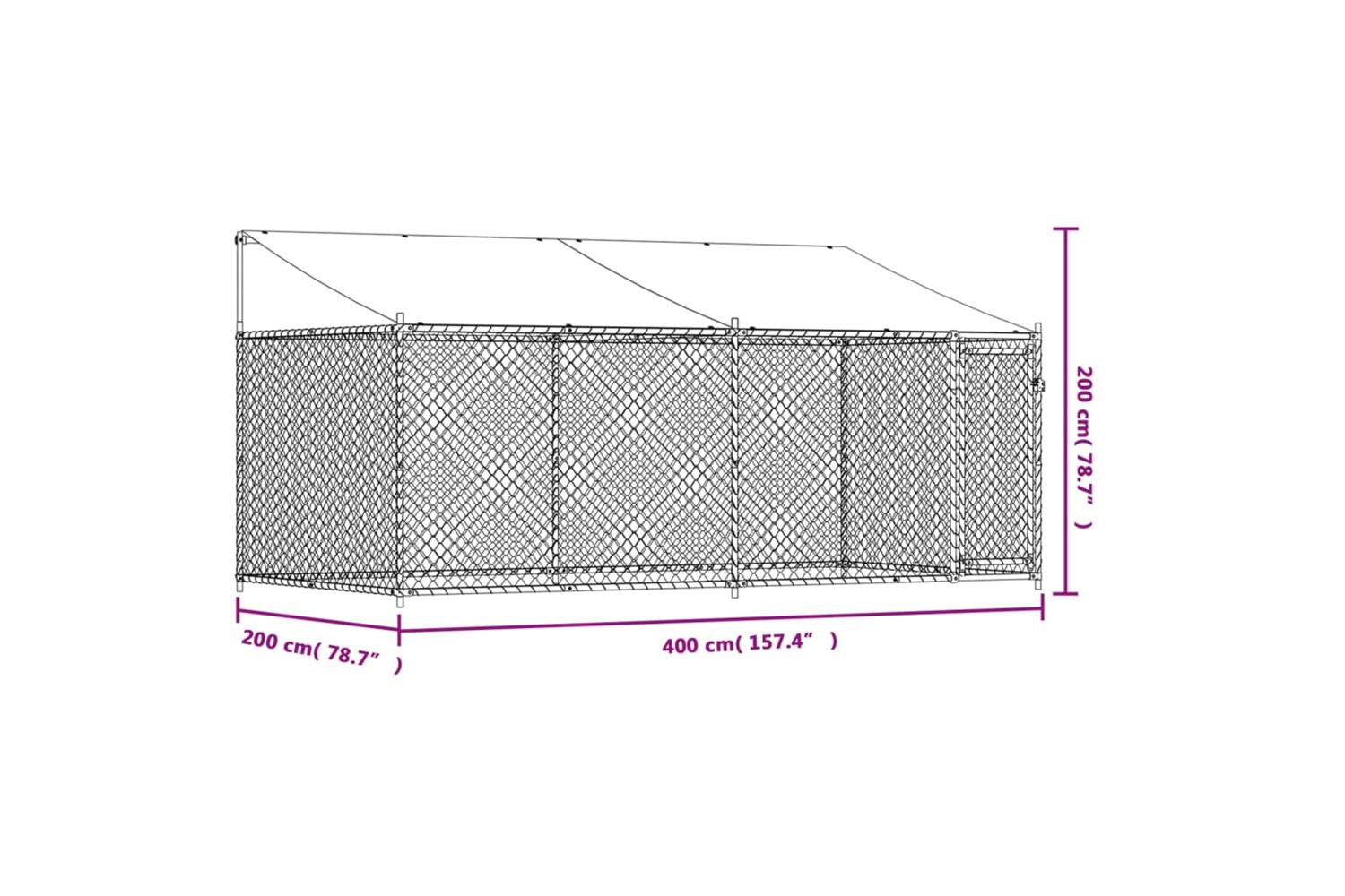 Vidaxl Dog Cage With Roof And Door Grey 4x2x2 M Galvanised Steel-9