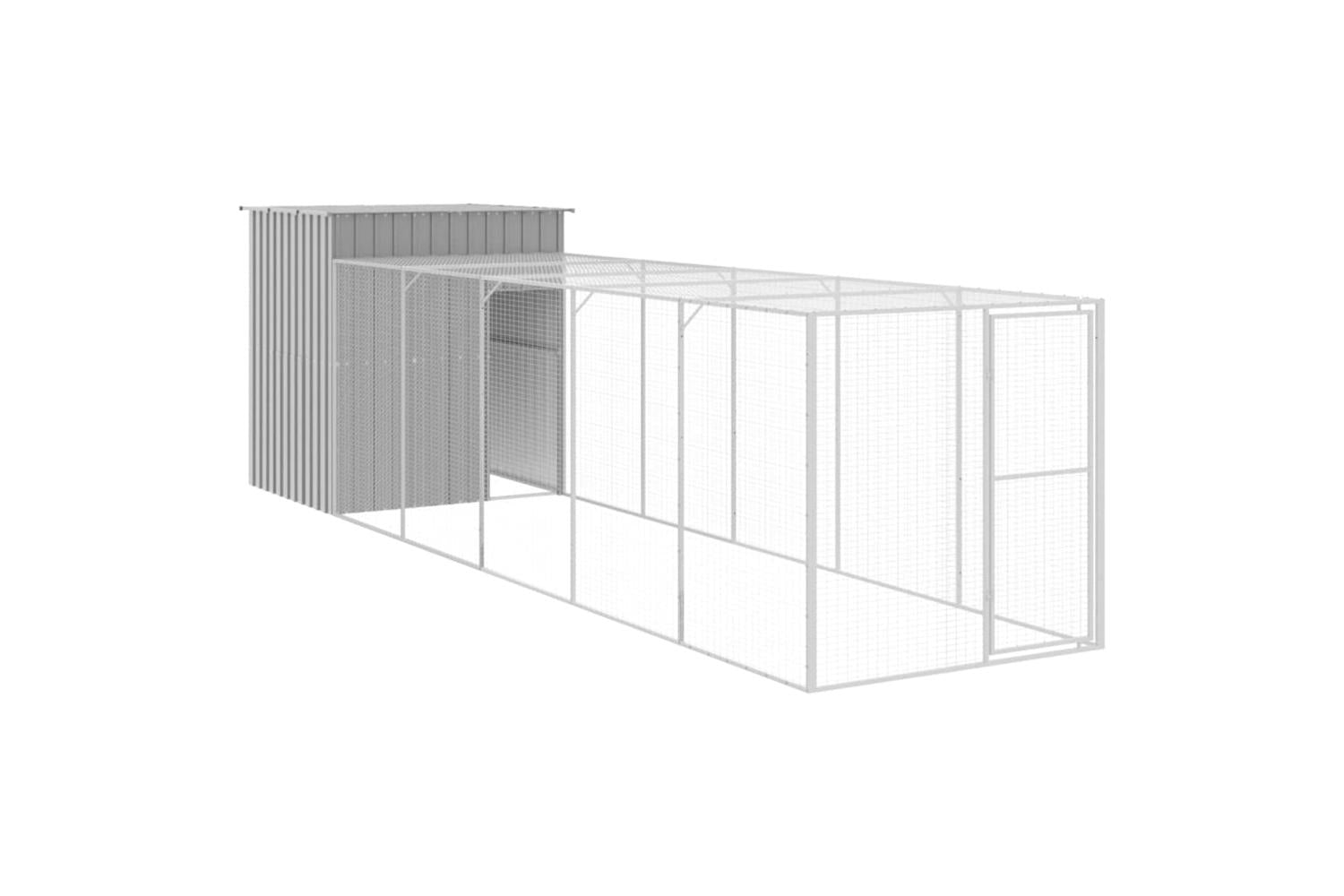 Vidaxl Chicken Cage With Run Light Grey 165x659x181 Cm Galvanised Steel-2