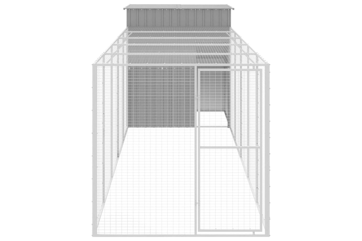 Vidaxl Chicken Cage With Run Light Grey 165x659x181 Cm Galvanised Steel-3