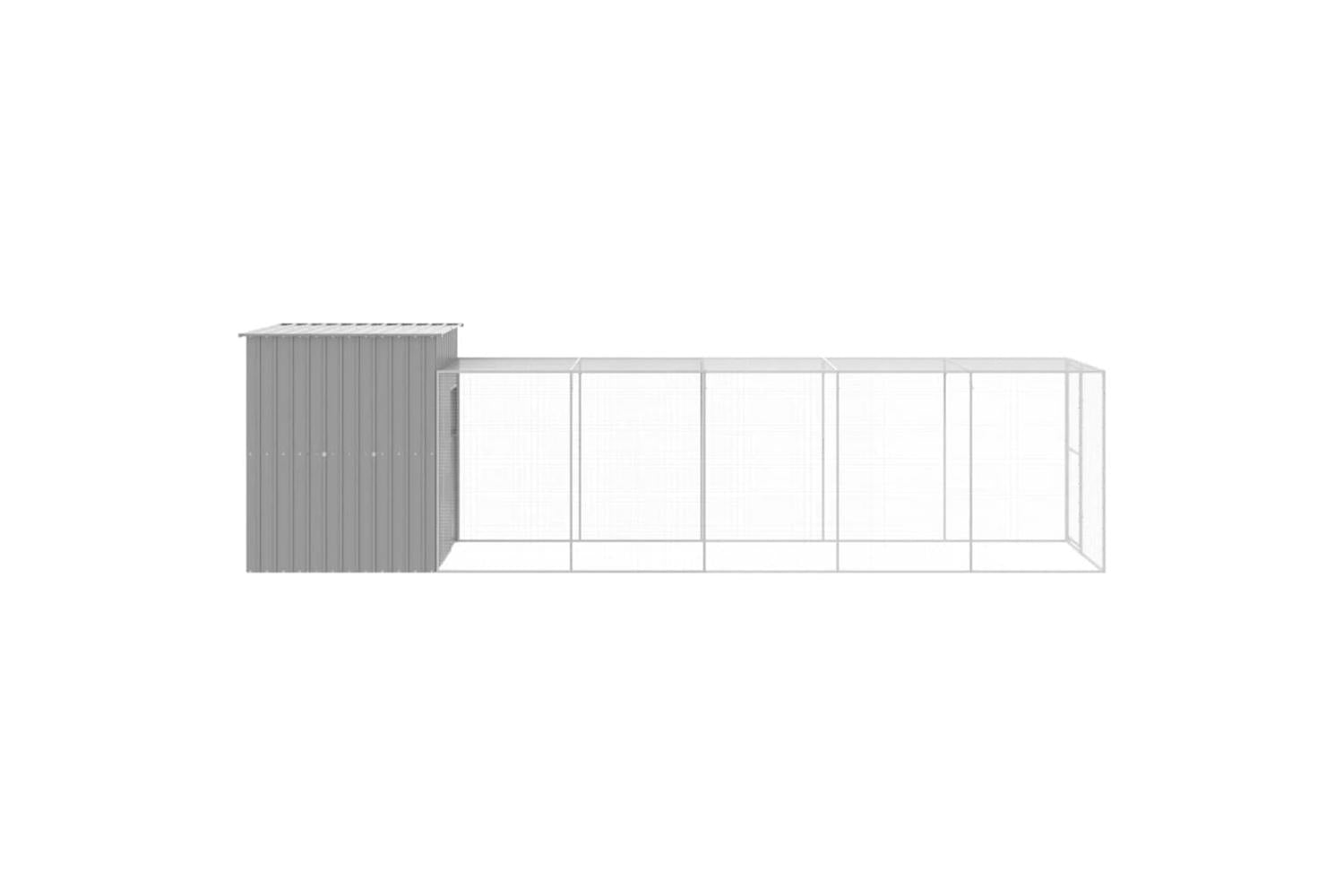 Vidaxl Chicken Cage With Run Light Grey 165x659x181 Cm Galvanised Steel-4