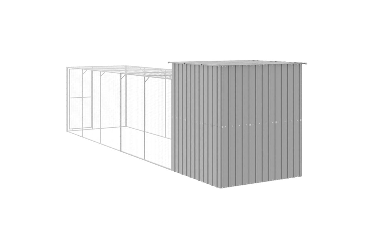 Vidaxl Chicken Cage With Run Light Grey 165x659x181 Cm Galvanised Steel-5