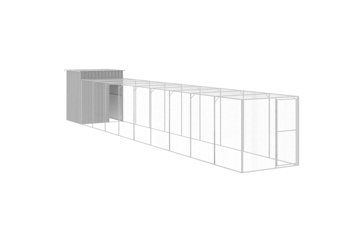 Vidaxl Chicken Cage With Run Light Grey 165x1067x181 Cm Galvanised Steel-2