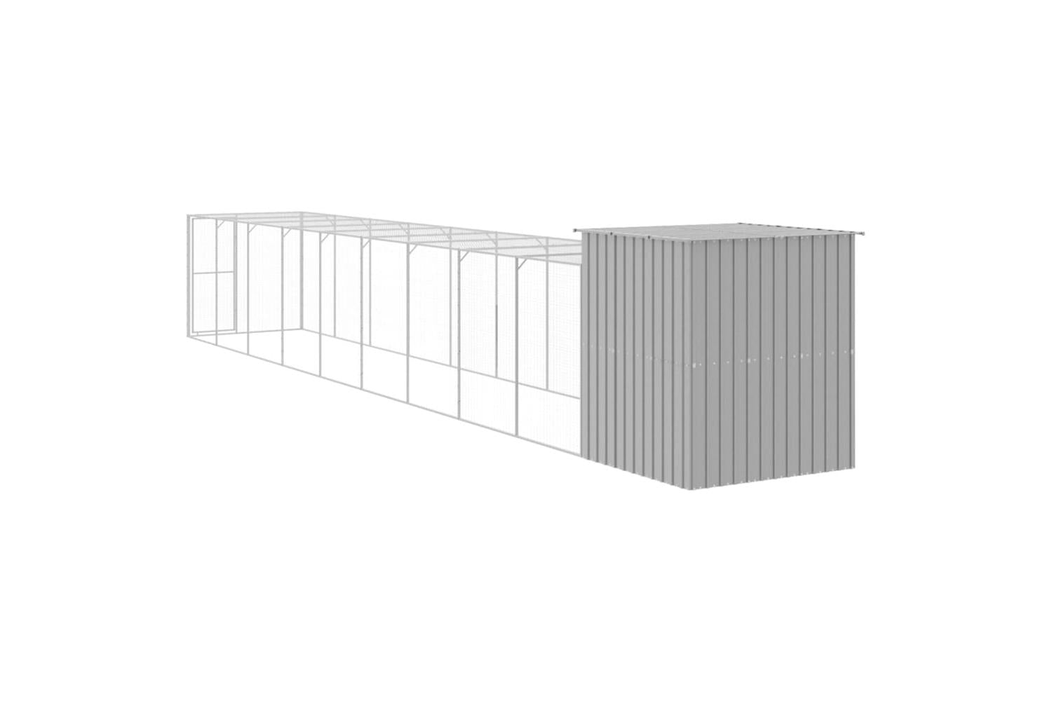 Vidaxl Chicken Cage With Run Light Grey 165x1067x181 Cm Galvanised Steel-5