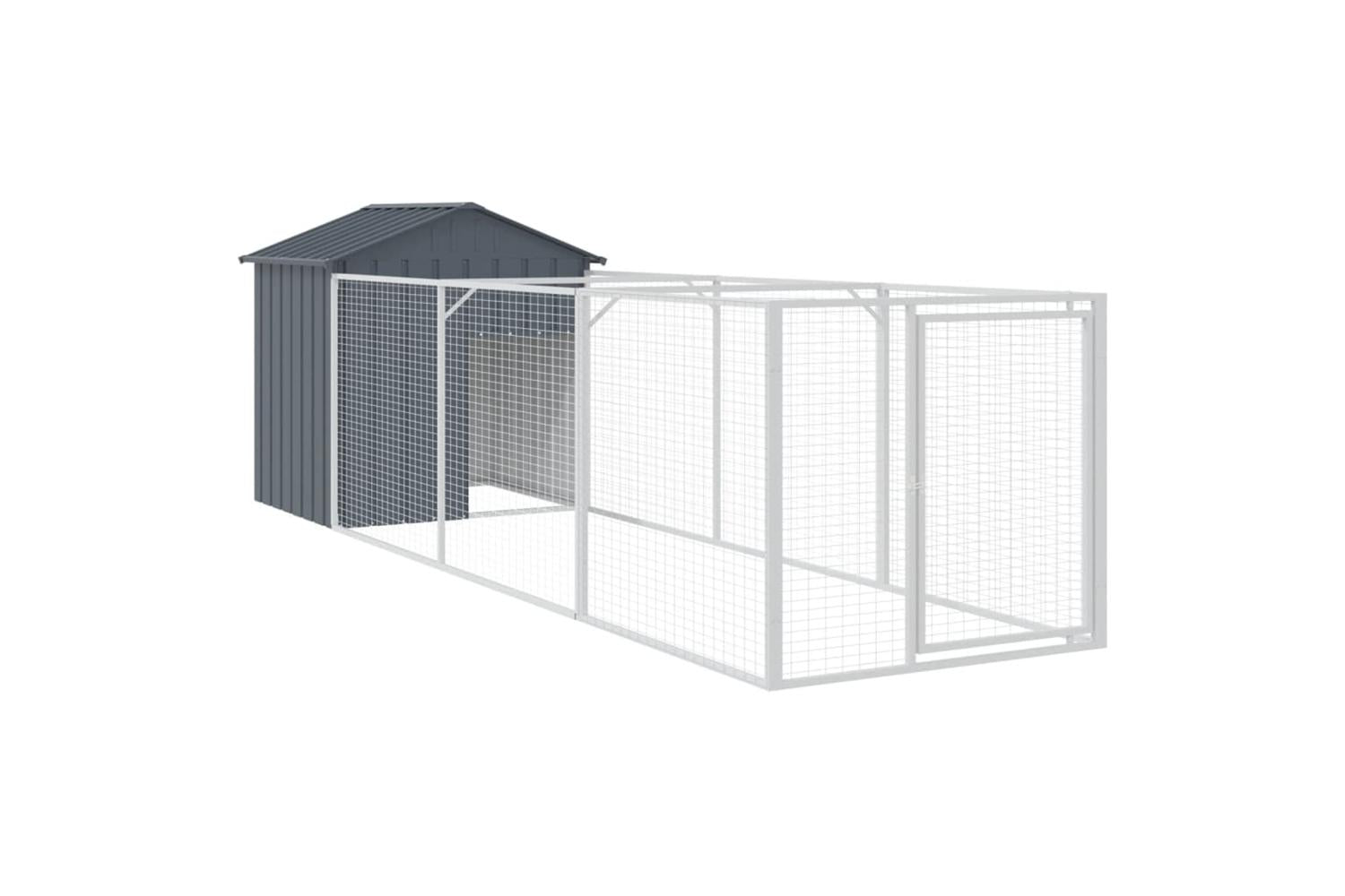 Vidaxl Dog House With Roof Anthracite 117x405x123 Cm Galvanised Steel