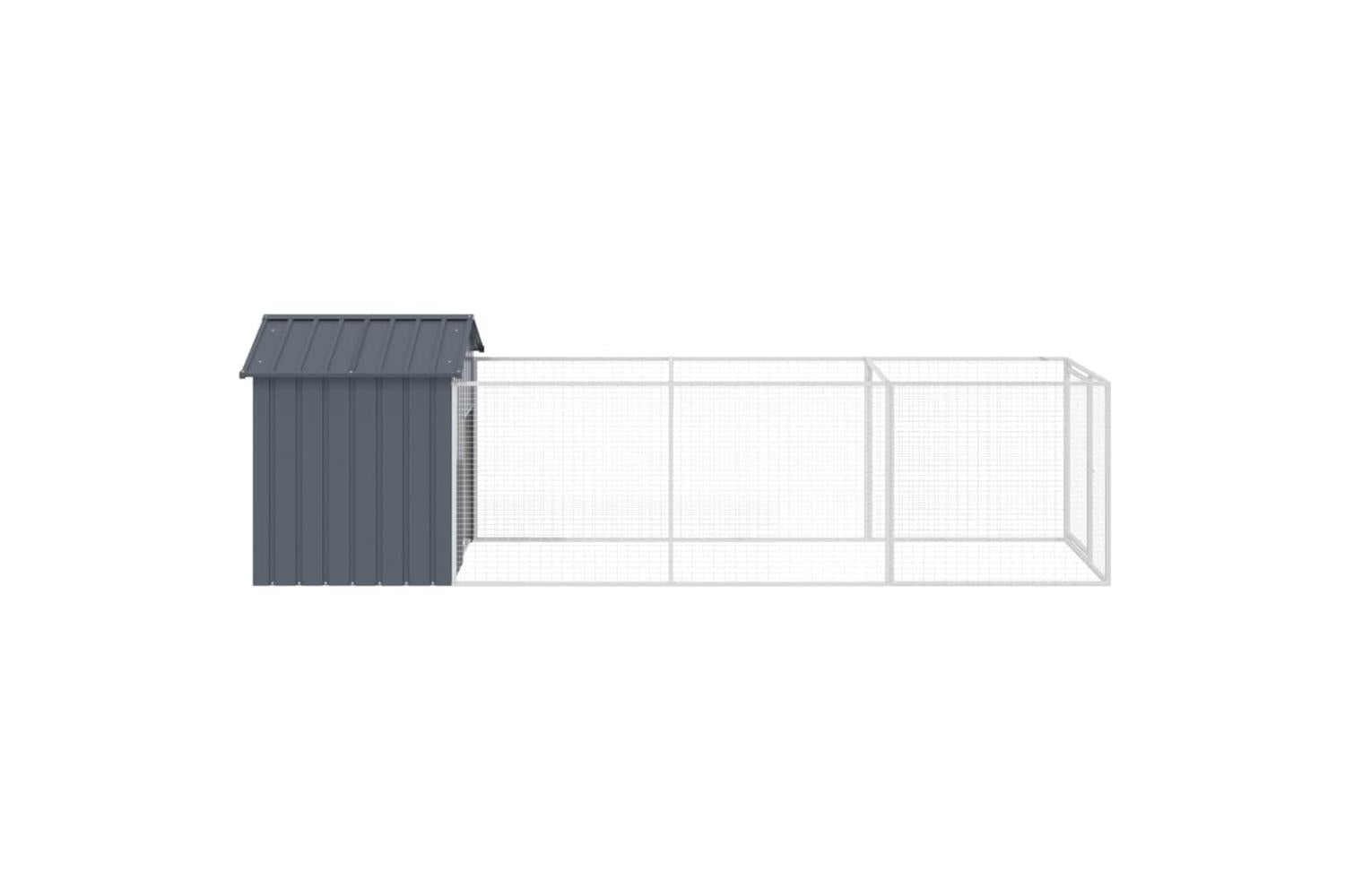 Vidaxl Dog House With Roof Anthracite 117x405x123 Cm Galvanised Steel-4