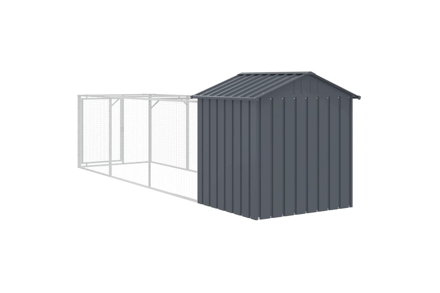Vidaxl Dog House With Roof Anthracite 117x405x123 Cm Galvanised Steel-5