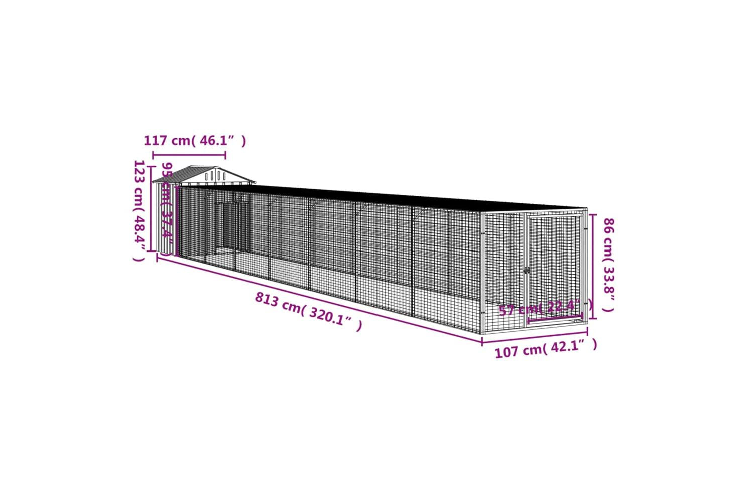 Vidaxl Chicken Cage With Run Anthracite 117x813x123 Cm Galvanised Steel-8