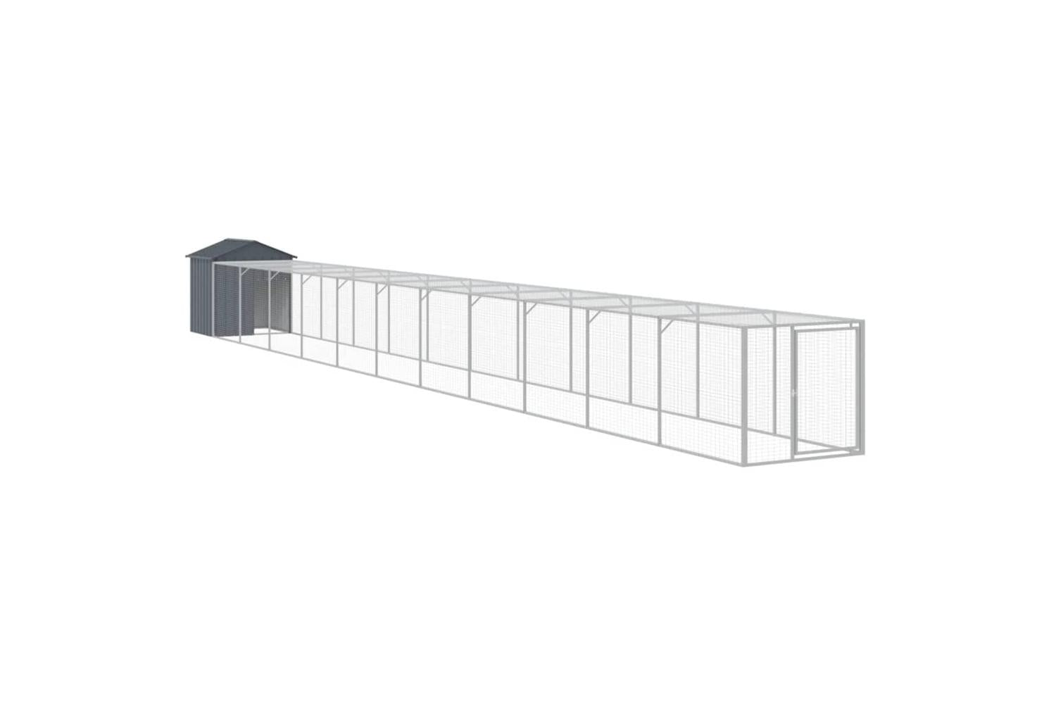 Vidaxl Chicken Cage With Run Anthracite 117x1221x123 Cm Galvanised Steel-2