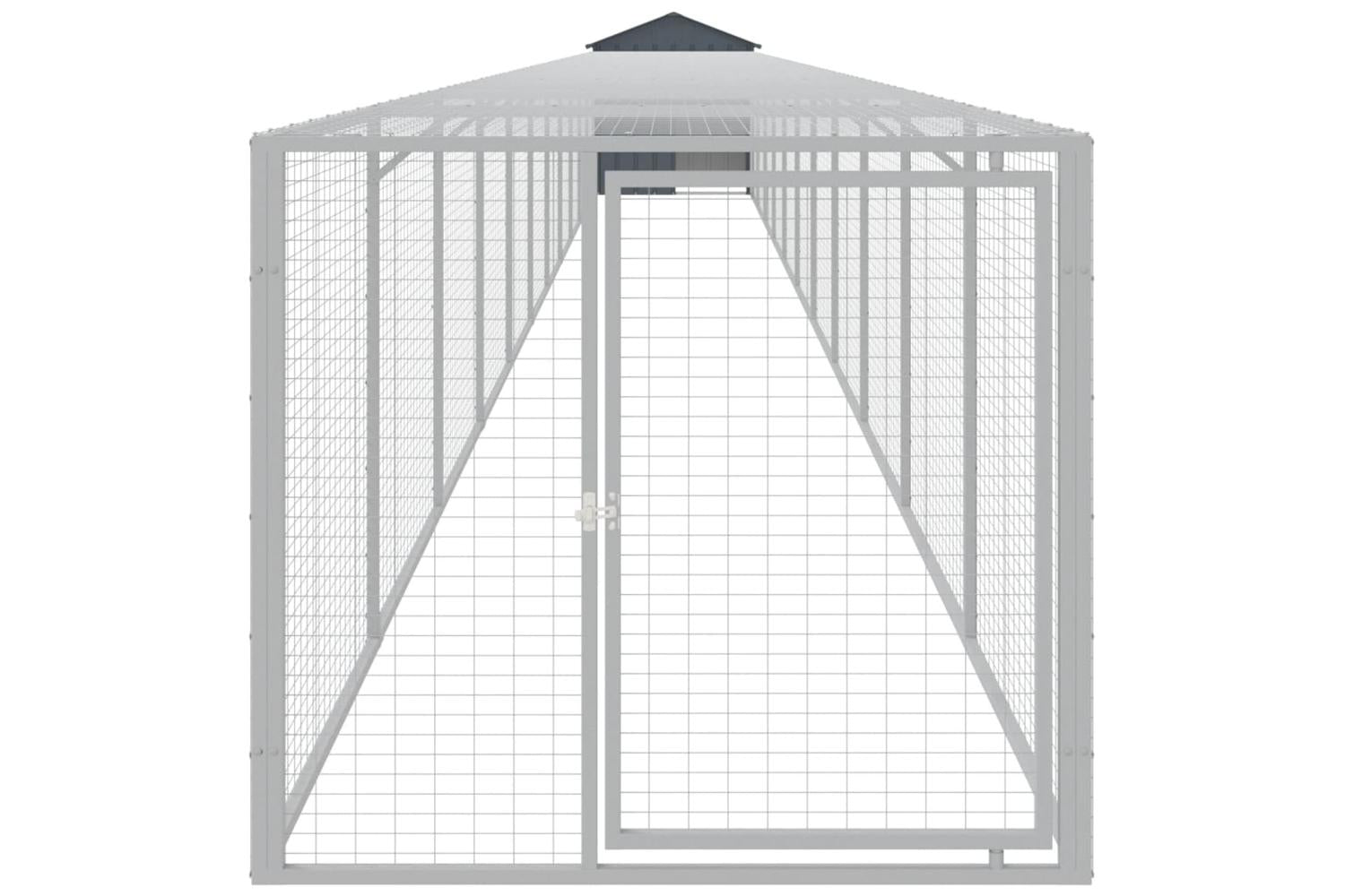 Vidaxl Chicken Cage With Run Anthracite 117x1221x123 Cm Galvanised Steel-3