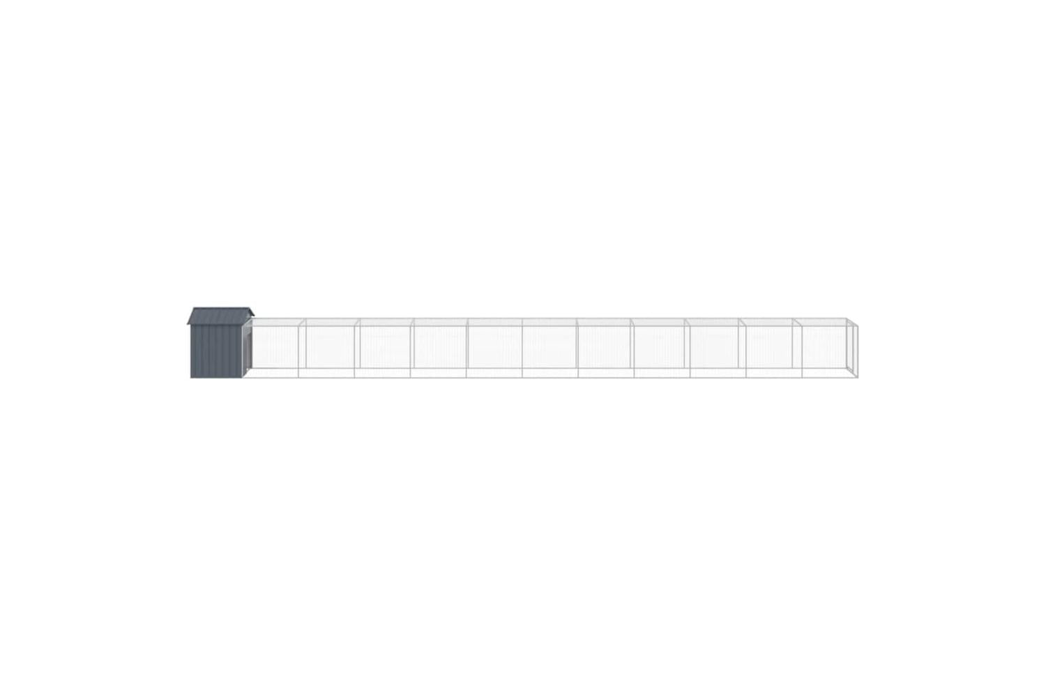 Vidaxl Chicken Cage With Run Anthracite 117x1221x123 Cm Galvanised Steel-4