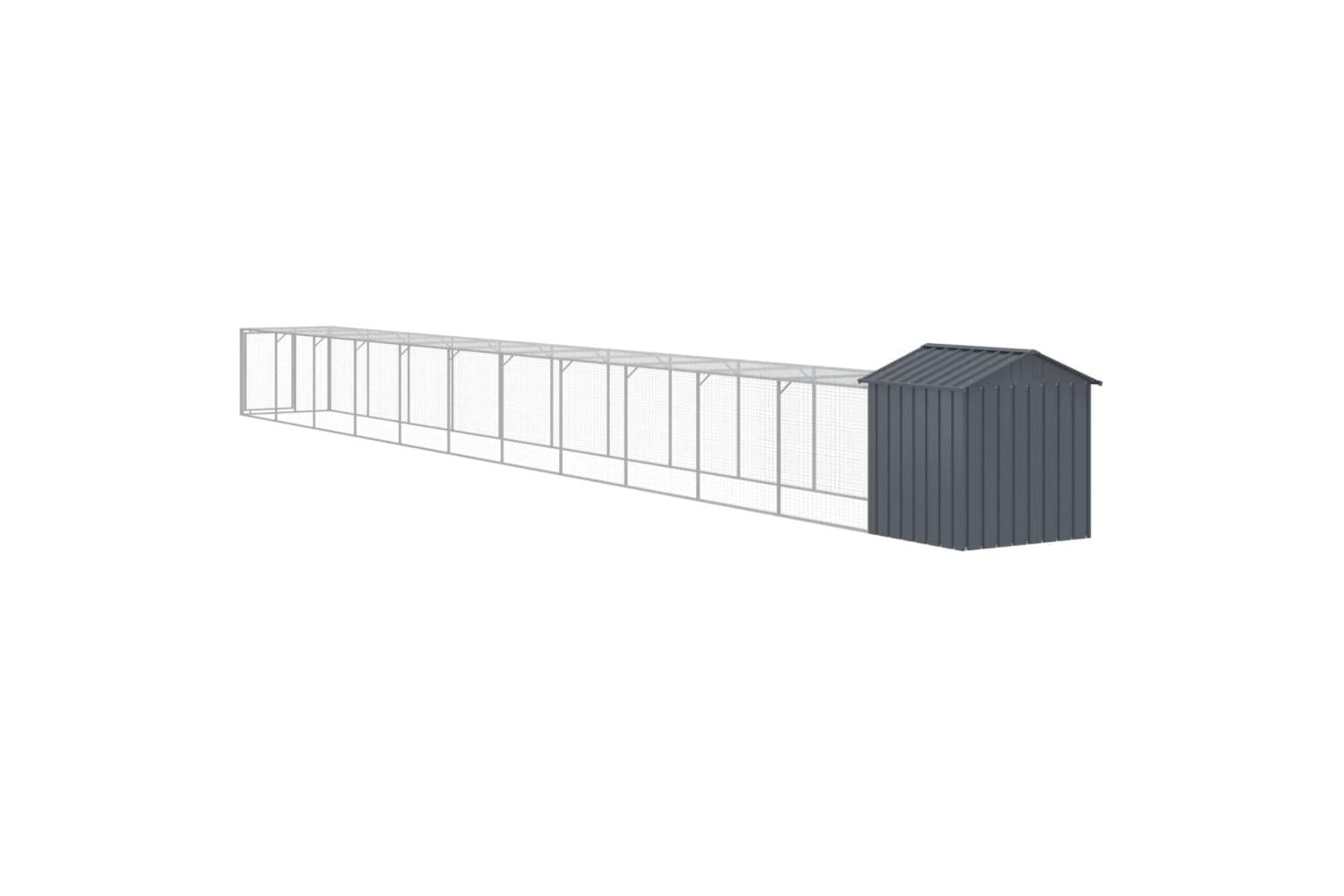 Vidaxl Chicken Cage With Run Anthracite 117x1221x123 Cm Galvanised Steel-5
