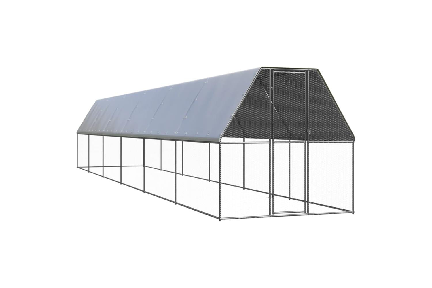 Vidaxl Outdoor Chicken Cage 2x12x2 M Galvanised Steel