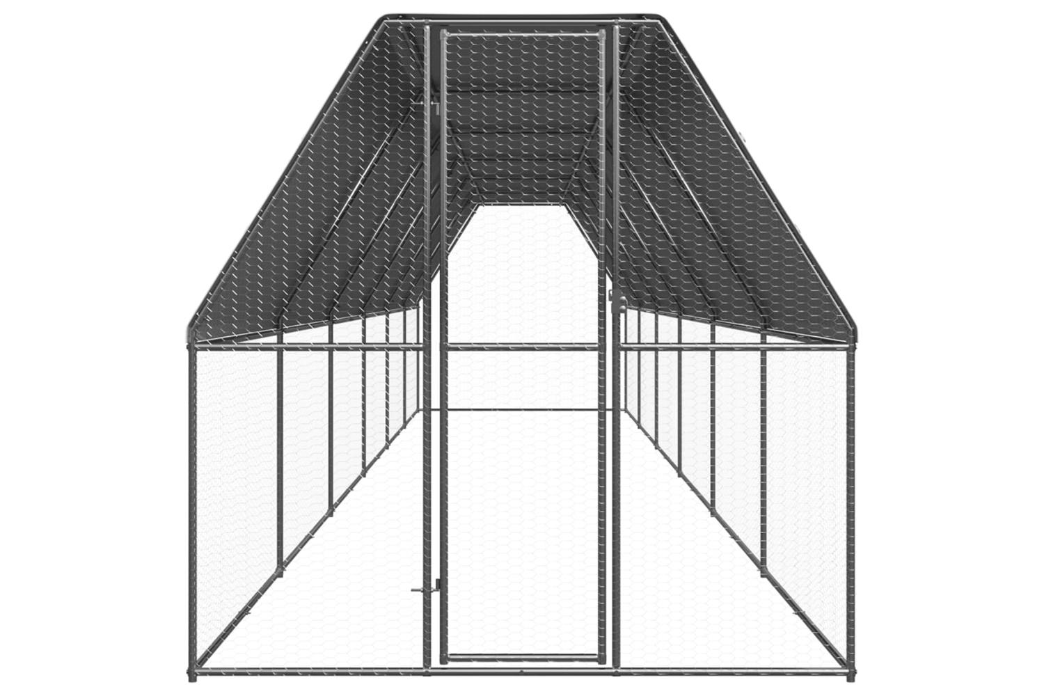Vidaxl Outdoor Chicken Cage 2x12x2 M Galvanised Steel-2