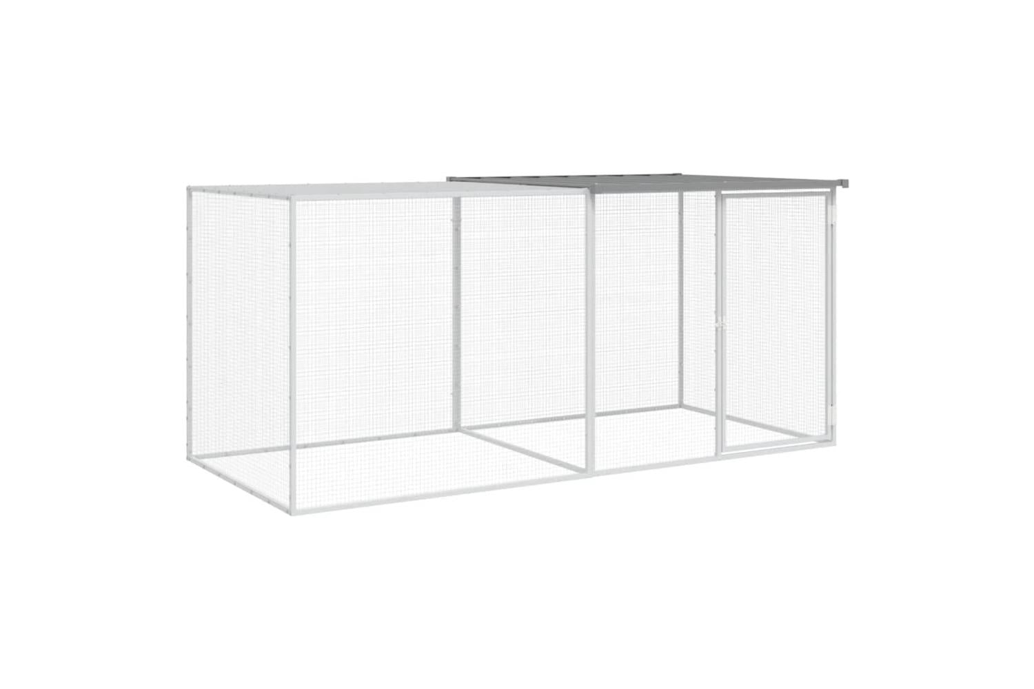 Vidaxl Chicken Cage With Roof Light Grey 203x98x90 Cm Galvanised Steel-2