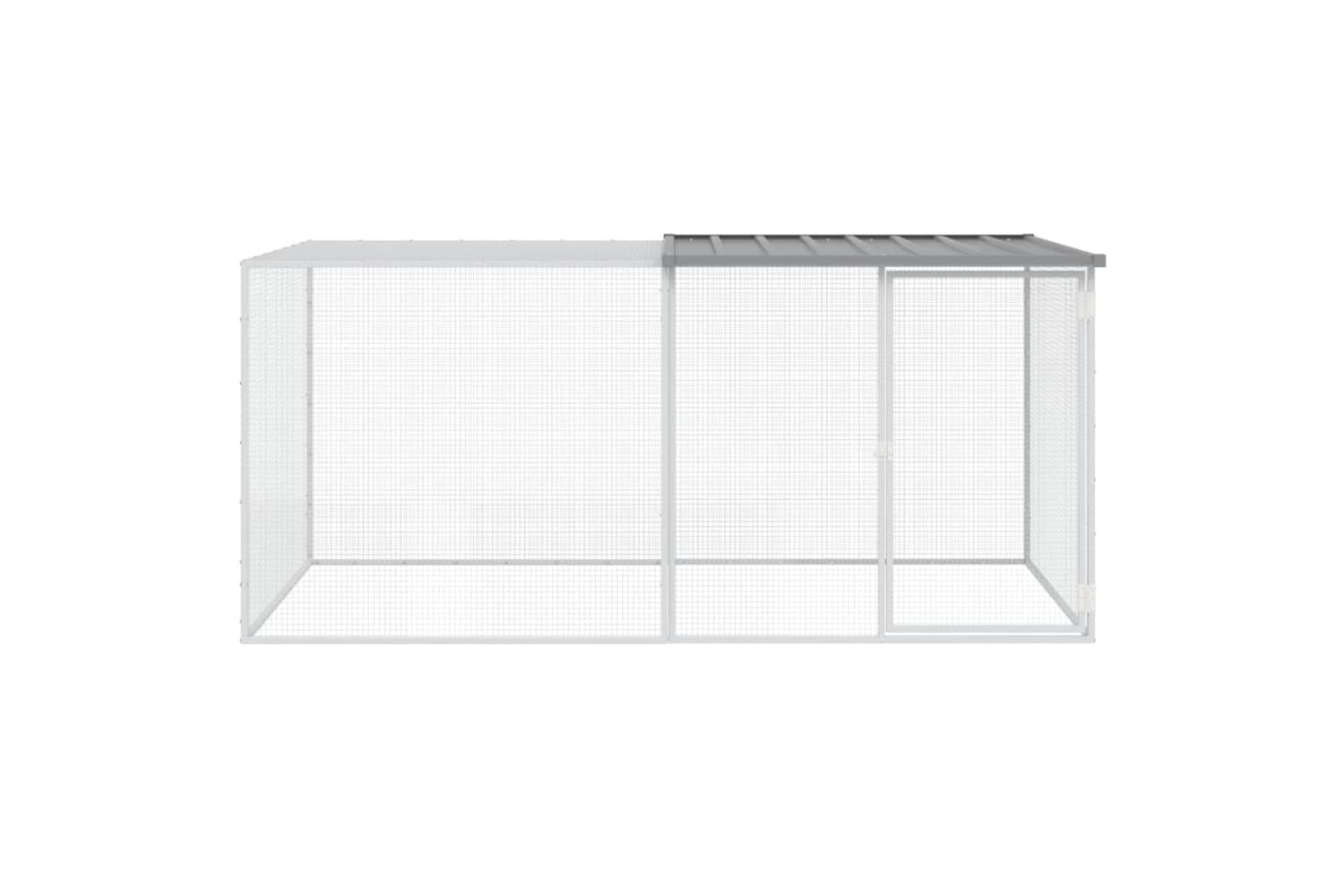Vidaxl Chicken Cage With Roof Light Grey 203x98x90 Cm Galvanised Steel-3