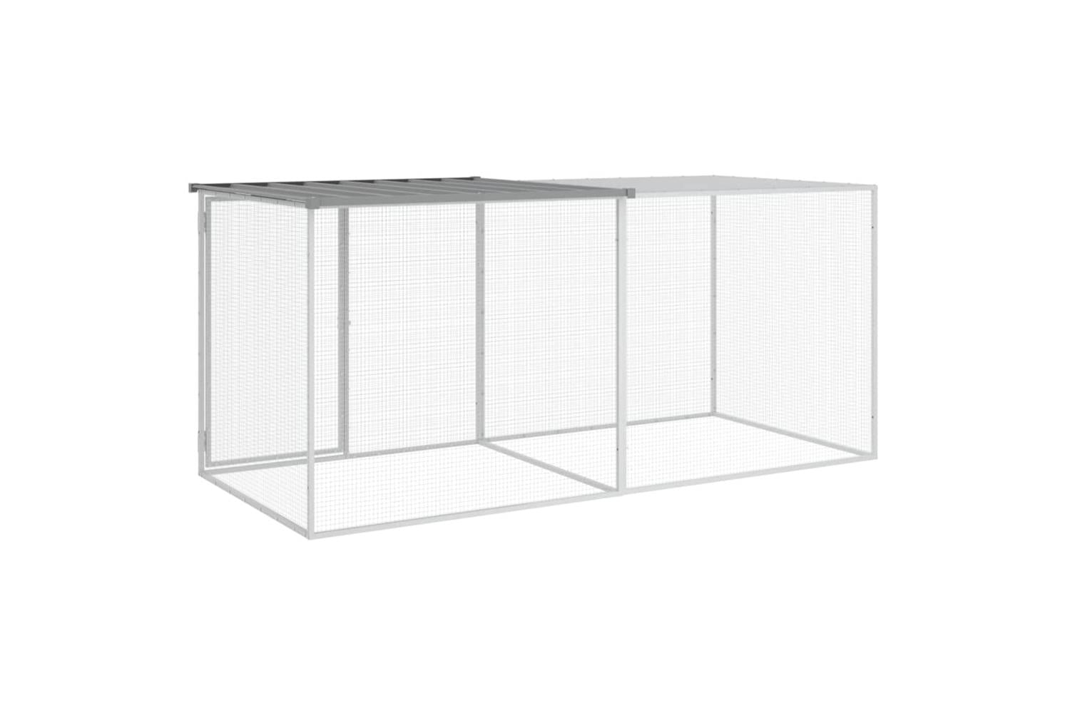 Vidaxl Chicken Cage With Roof Light Grey 203x98x90 Cm Galvanised Steel-5