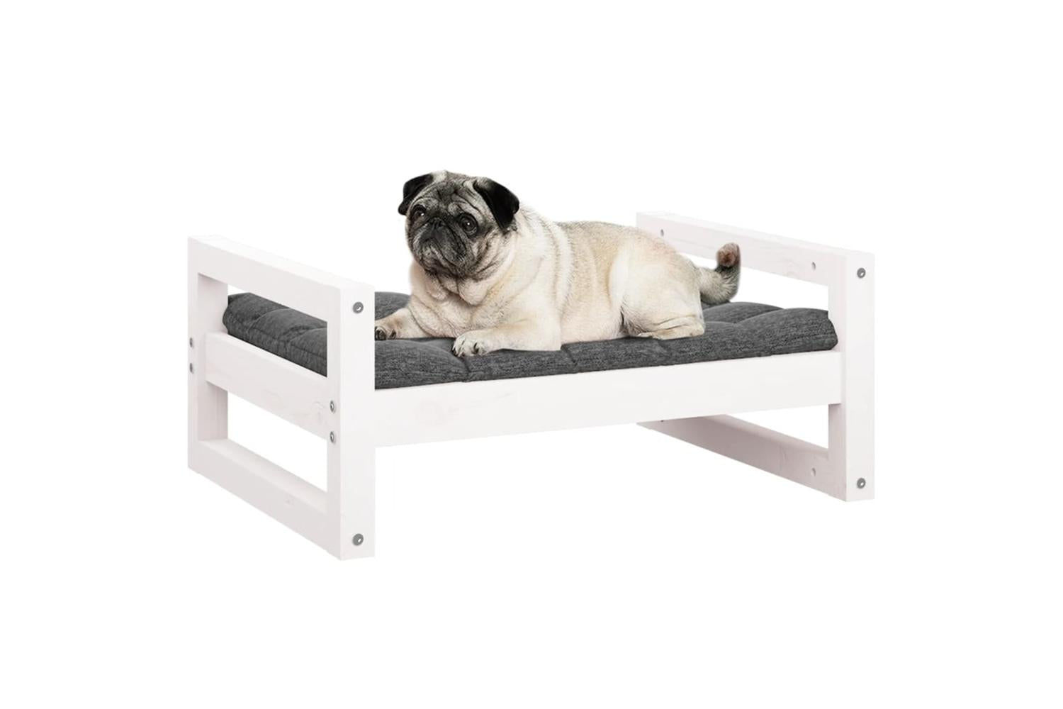 Vidaxl Dog Bed White 655x505x28 Cm Solid Pine Wood-4