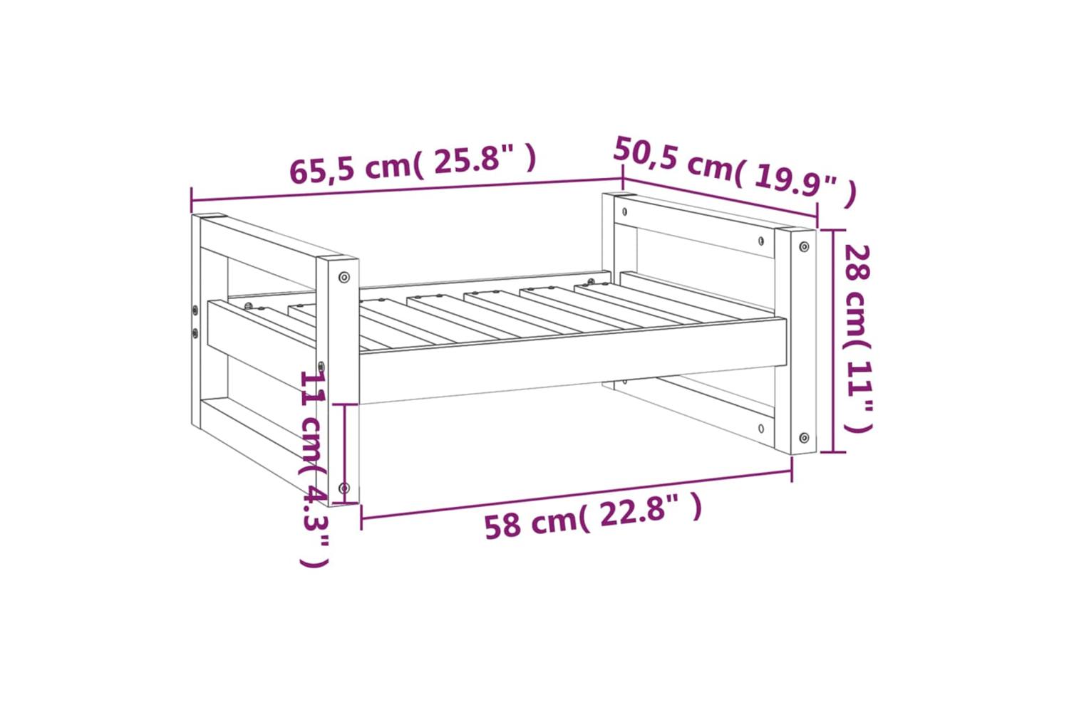 Vidaxl Dog Bed White 655x505x28 Cm Solid Pine Wood-8