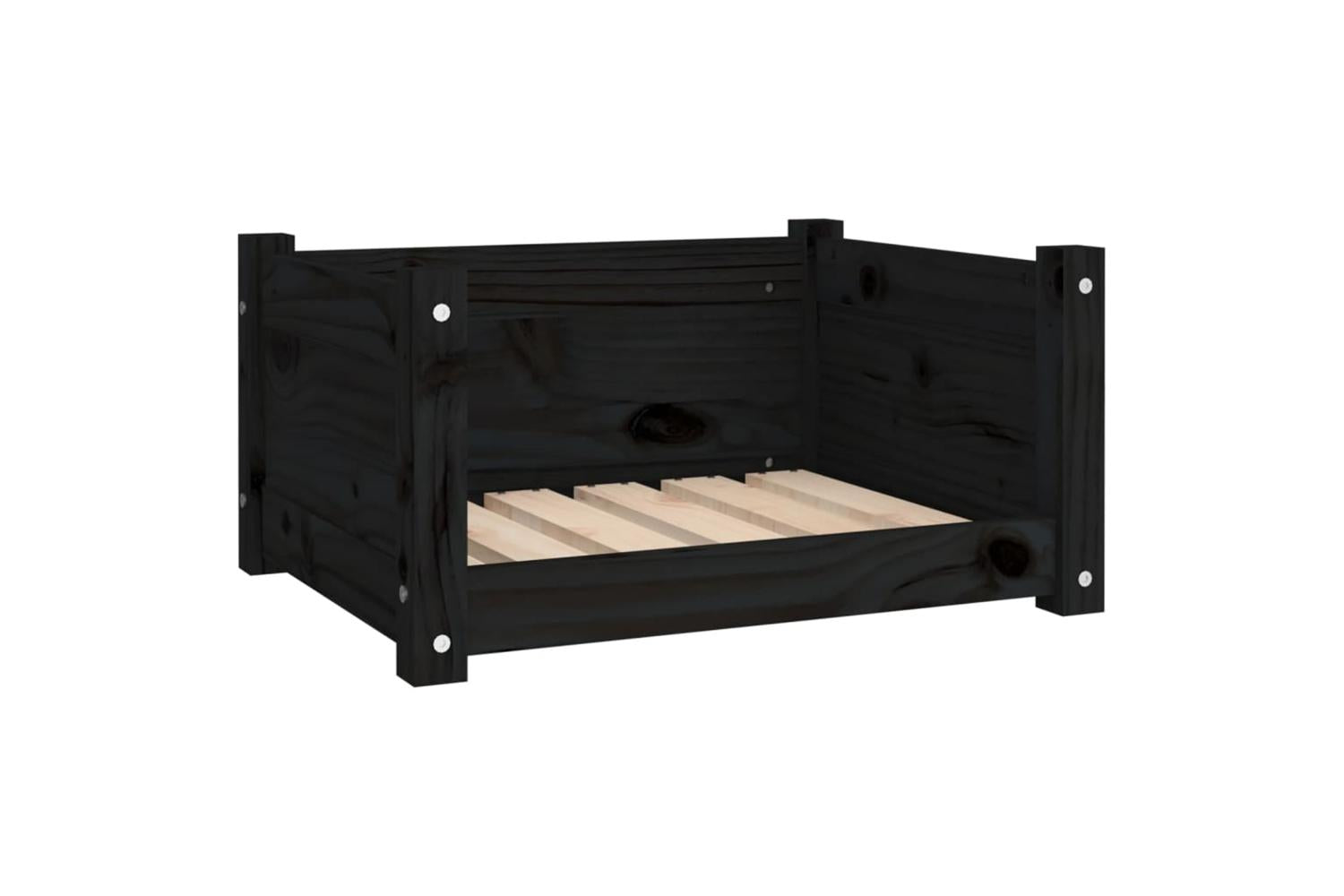 Vidaxl Dog Bed Black 555x455x28 Cm Solid Pine Wood-2