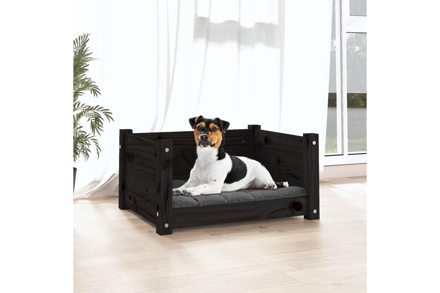 Vidaxl Dog Bed Black 555x455x28 Cm Solid Pine Wood-3