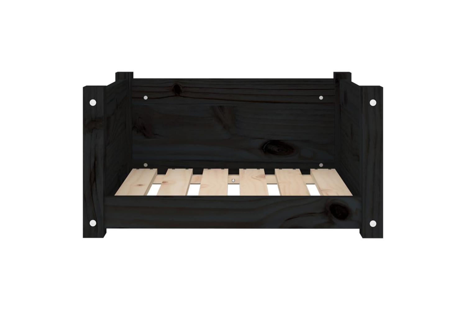 Vidaxl Dog Bed Black 555x455x28 Cm Solid Pine Wood-5