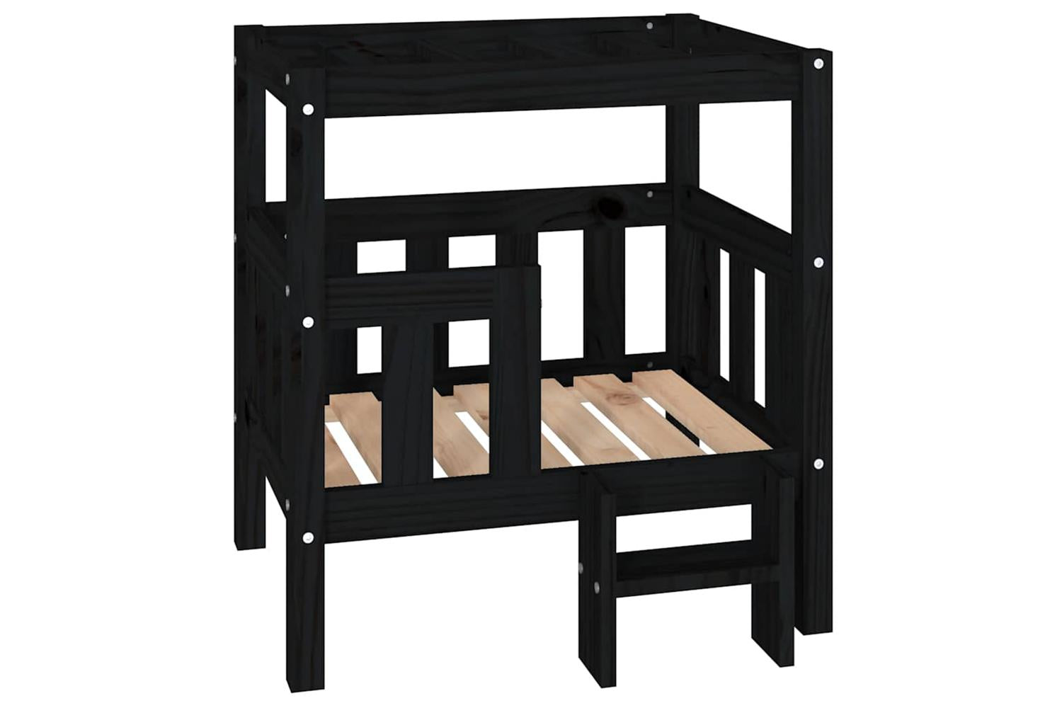 Vidaxl Dog Bed Black 655x505x70 Cm Solid Wood Pine-2