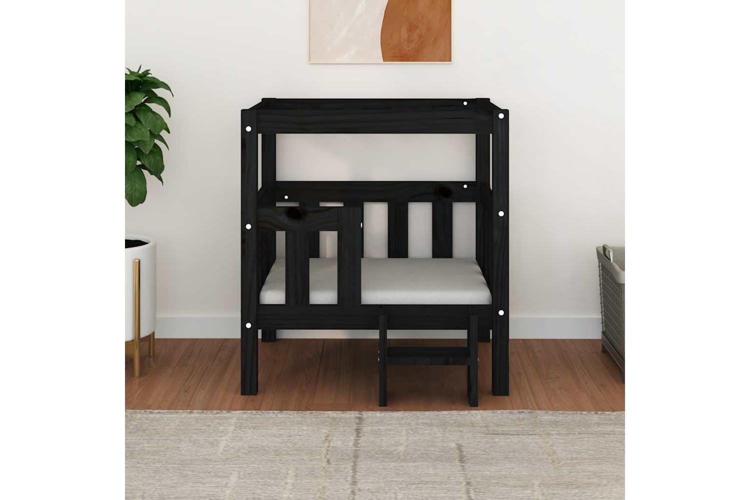 Vidaxl Dog Bed Black 655x505x70 Cm Solid Wood Pine-3