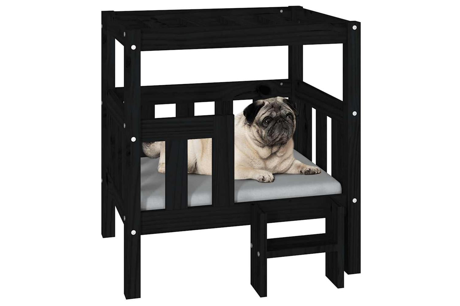 Vidaxl Dog Bed Black 655x505x70 Cm Solid Wood Pine-4