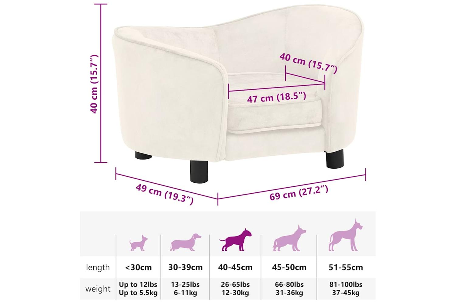 Vidaxl Dog Sofa Cream 69x49x40 Cm Plush-9