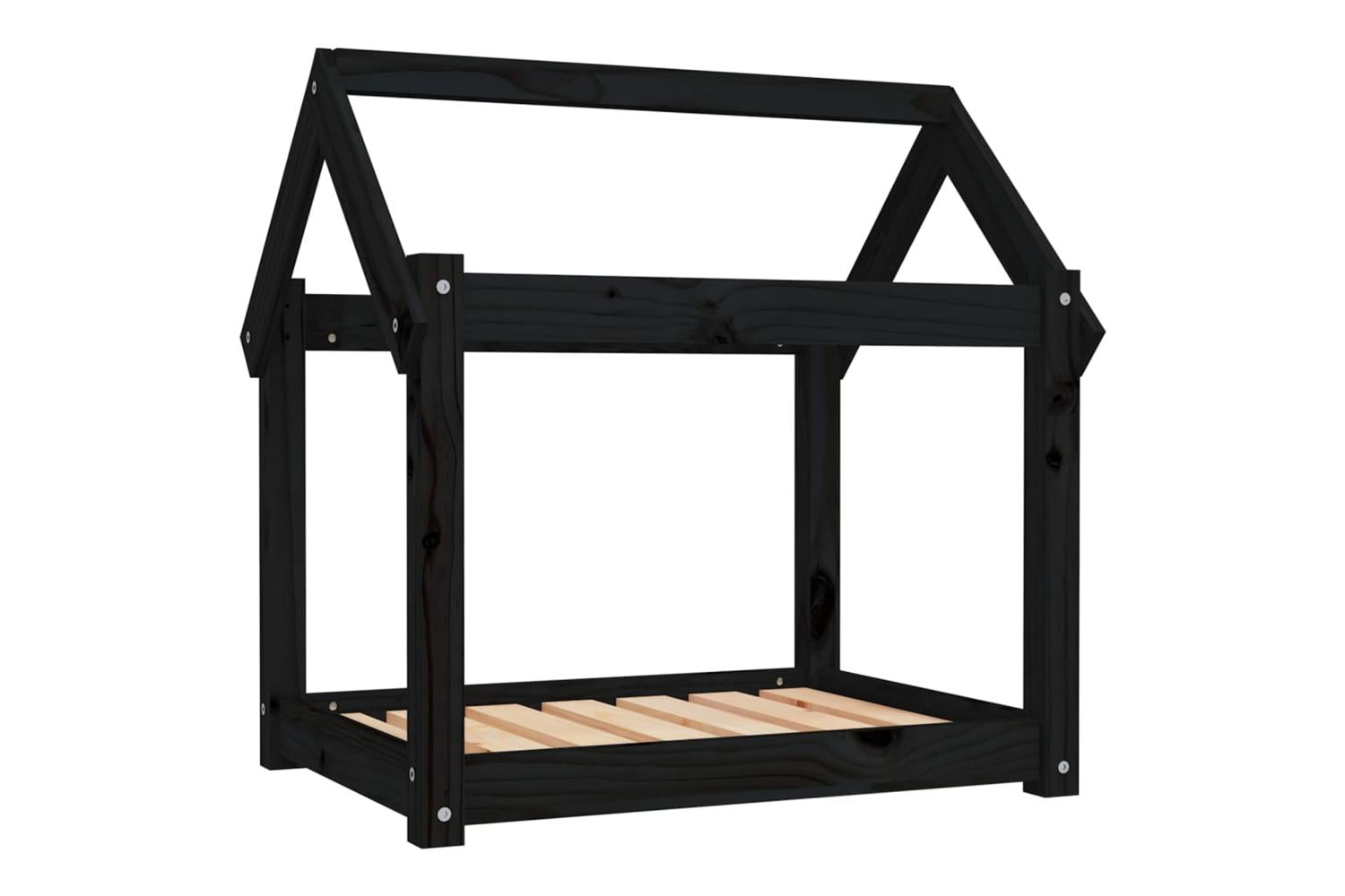 Vidaxl Dog Bed Black 71x55x70 Cm Solid Wood Pine-2