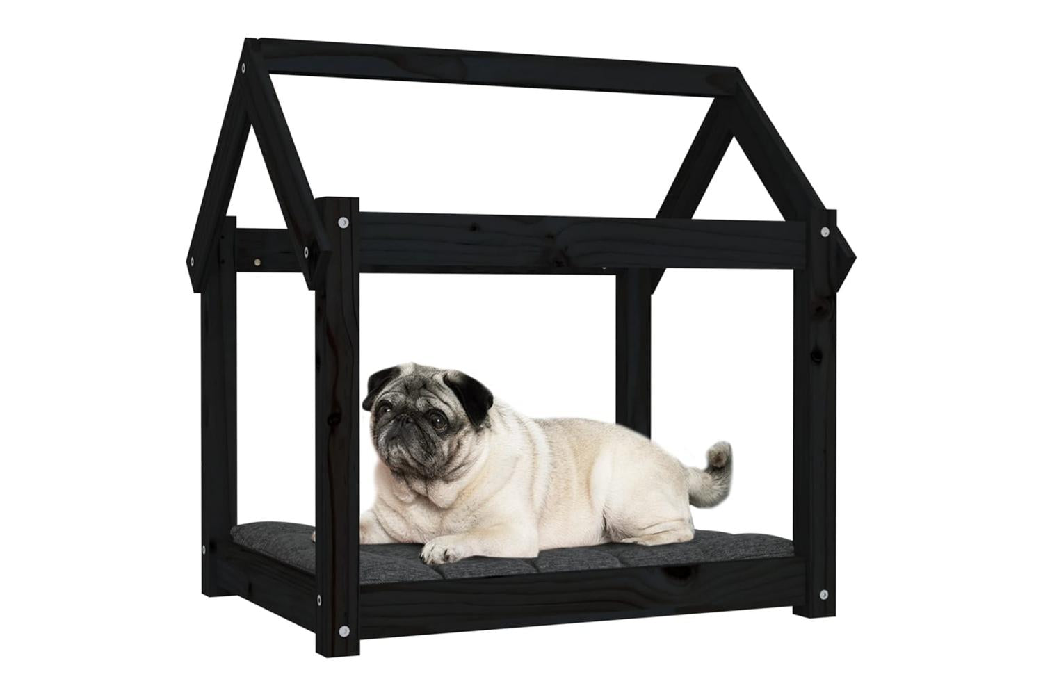 Vidaxl Dog Bed Black 71x55x70 Cm Solid Wood Pine-4
