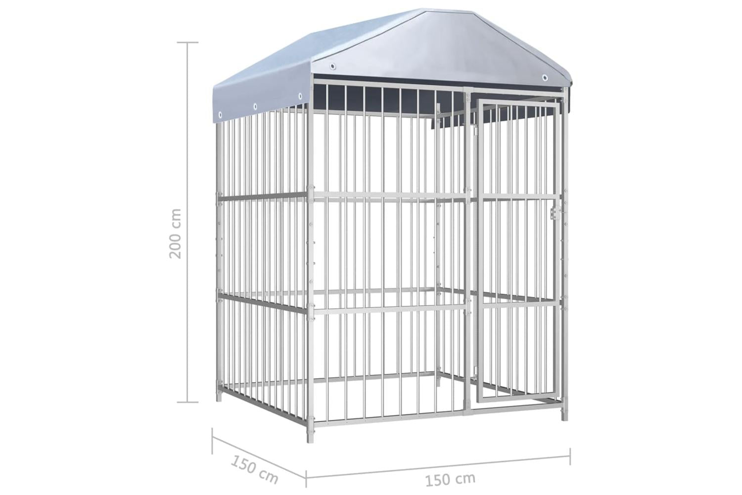 Vidaxl Outdoor Dog Kennel With Roof 150x150x200 Cm-5