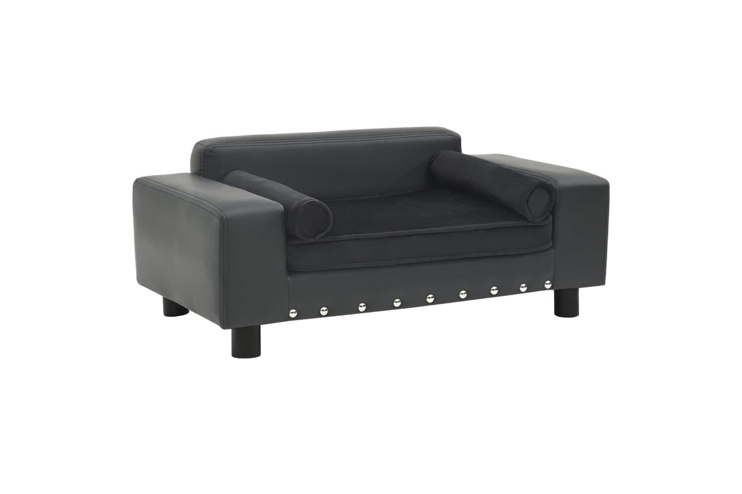 Vidaxl Dog Sofa Dark Grey 81x43x31 Cm Plush And Faux Leather