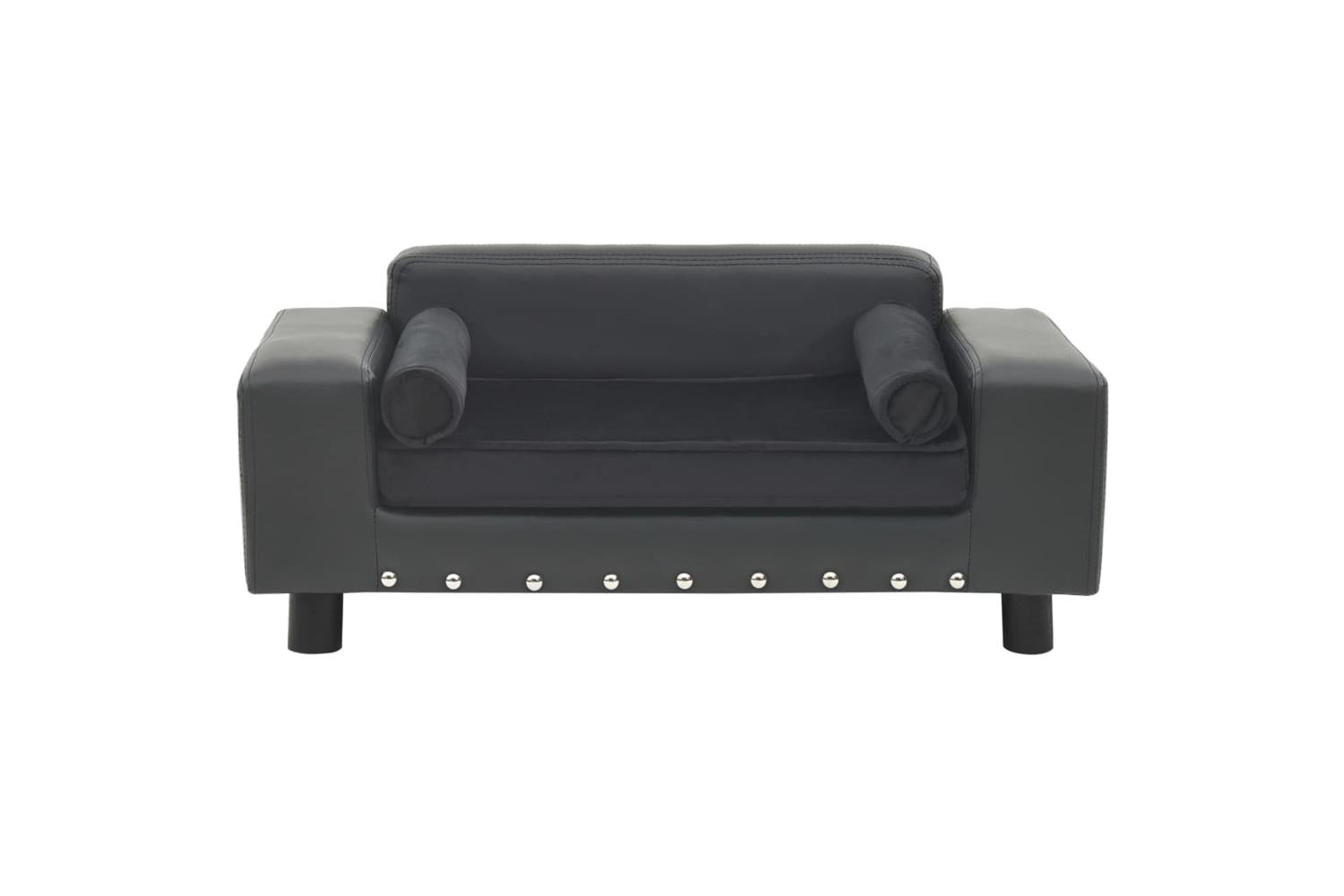 Vidaxl Dog Sofa Dark Grey 81x43x31 Cm Plush And Faux Leather-2