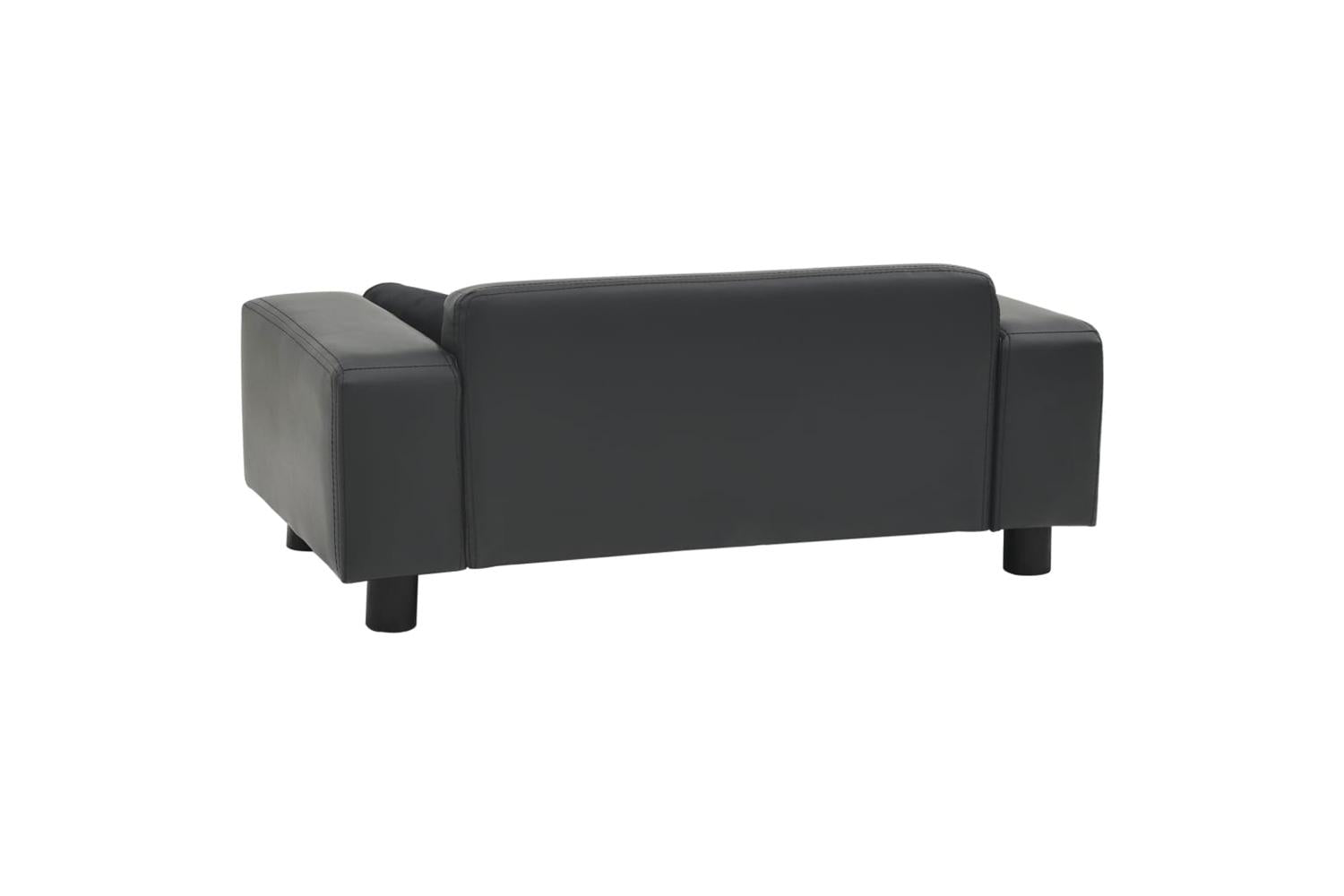 Vidaxl Dog Sofa Dark Grey 81x43x31 Cm Plush And Faux Leather-3