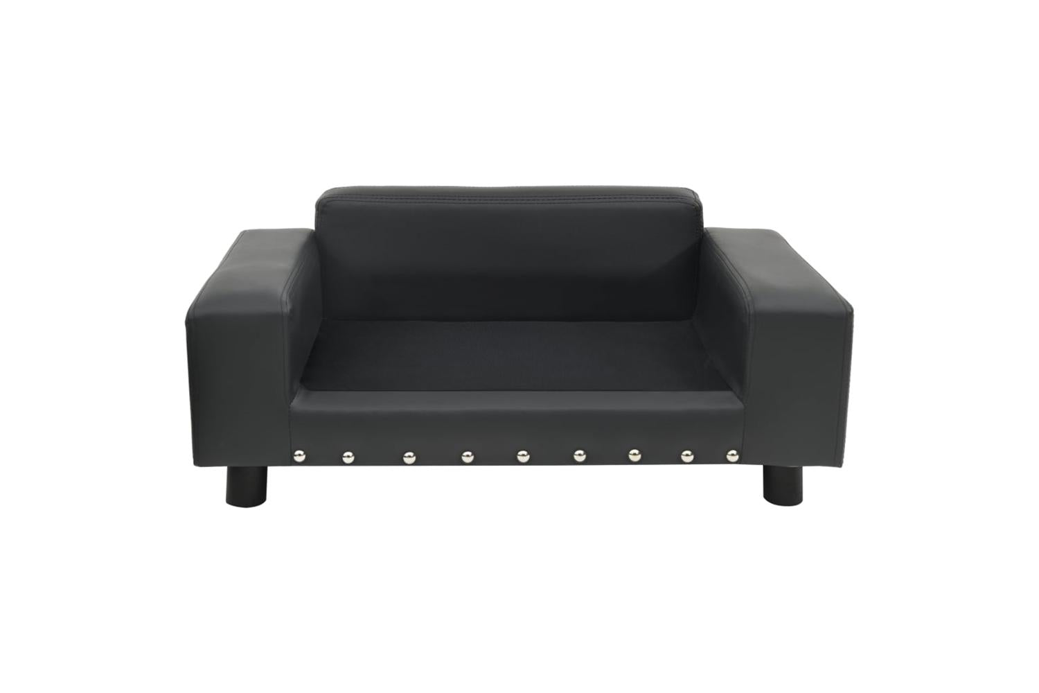 Vidaxl Dog Sofa Dark Grey 81x43x31 Cm Plush And Faux Leather-4